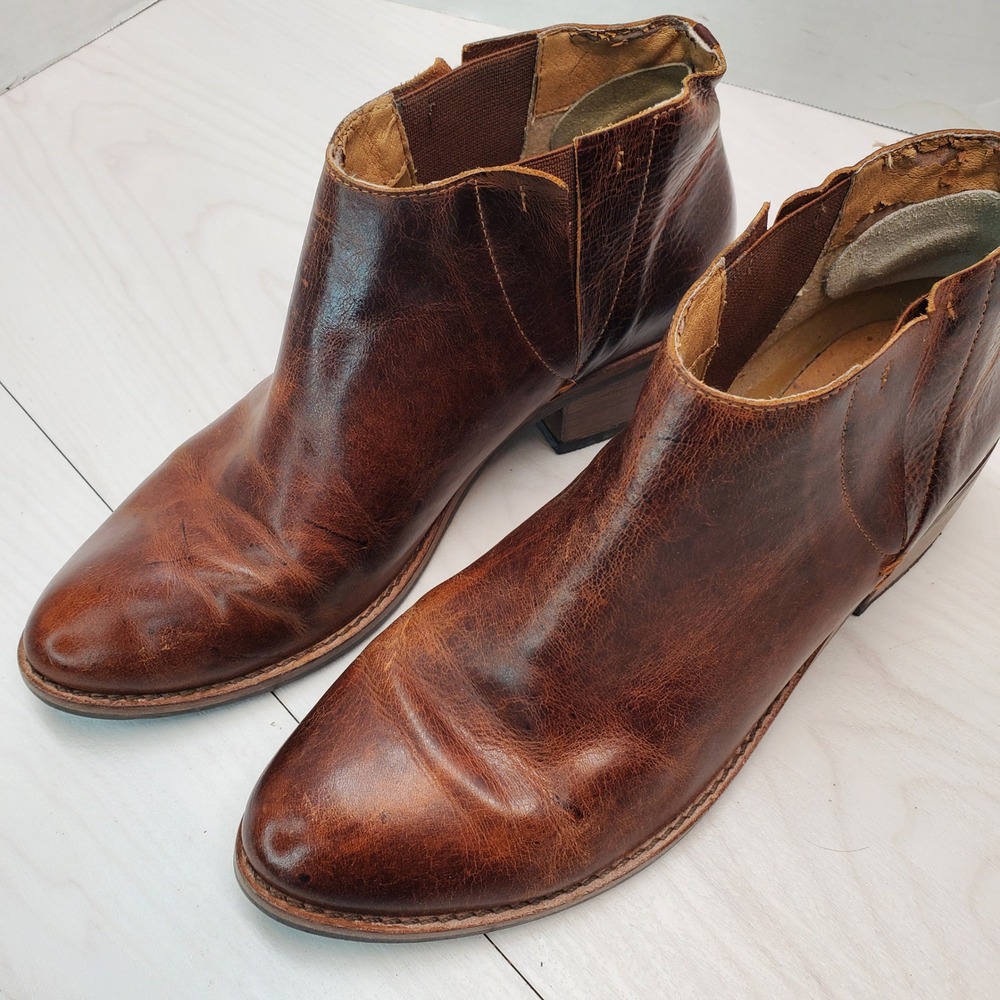 Matisse Women Brown Leather Ankle Boots Distressed Size 7.5 M Brazil Cowgirl Y2K